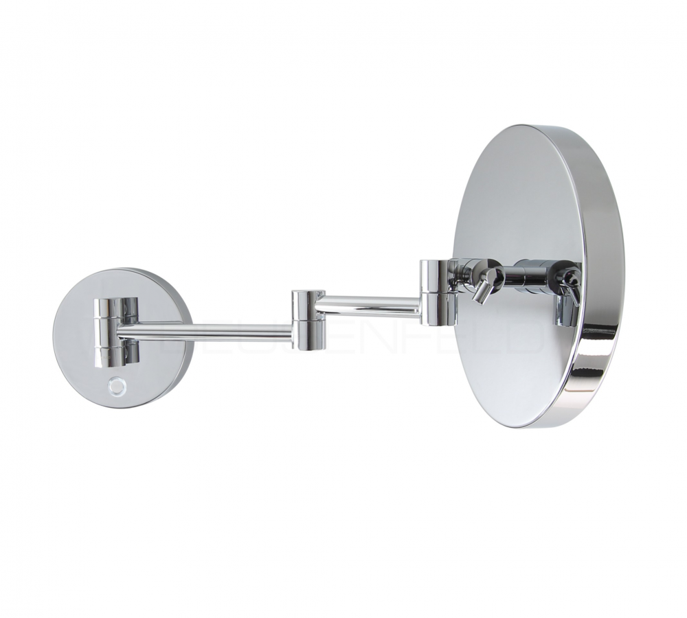 B-WARE: DEUSENFELD WL50CTA - Premium Akku LED Kosmetikspiegel, CTT - stufenlos einstellbarer Farbton von 2700-6500K, 6600mAh Lithium Akku, Ladegerät inkl. USB Kabel, LED Touch-Control, 5x Vergrößerung, Ø20cm, verdeckte Befestigung, chrom #87